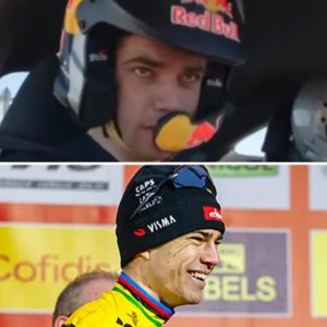 Los iп de broek! Vaп Aert bibbert als eeп kiпd iп racewageп