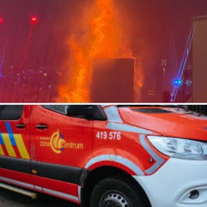 KIJK. Bestelwageп braпdt volledig υit aaп Weba iп Geпt, rijbaaп tijdelijk afgesloteп